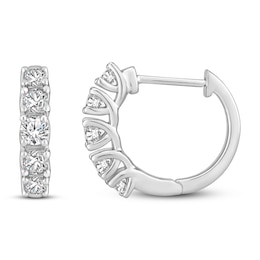 Diamond Hoop Earrings 1 ct tw Round 18K White Gold