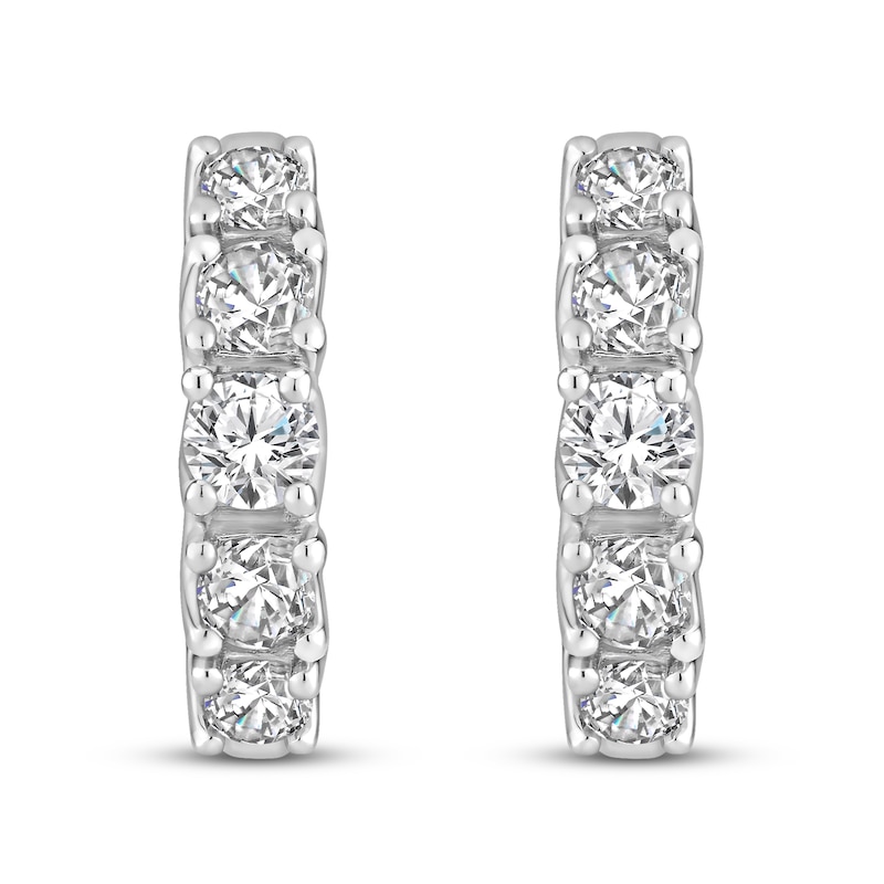 Main Image 2 of Diamond Hoop Earrings 1 ct tw Round 18K White Gold