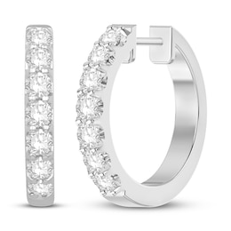 Diamond Hoop Earrings 3/4 ct tw Round 14K White Gold