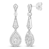 Thumbnail Image 1 of Diamond Drop Earrings 1 ct tw Round/Baguette 14K White Gold