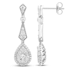 Thumbnail Image 2 of Diamond Drop Earrings 1 ct tw Round/Baguette 14K White Gold