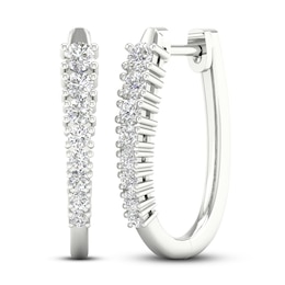 Lab-Grown Diamond Hoop Earrings 1 ct tw Round 14K White Gold
