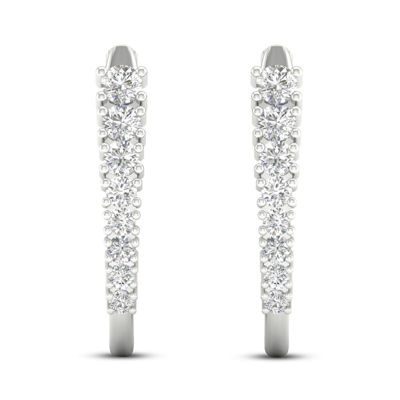 Main Image 4 of Lab-Grown Diamond Hoop Earrings 1 ct tw Round 14K White Gold
