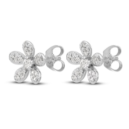 Diamond Flower Stud Earrings 1/4 ct tw Round 14K White Gold