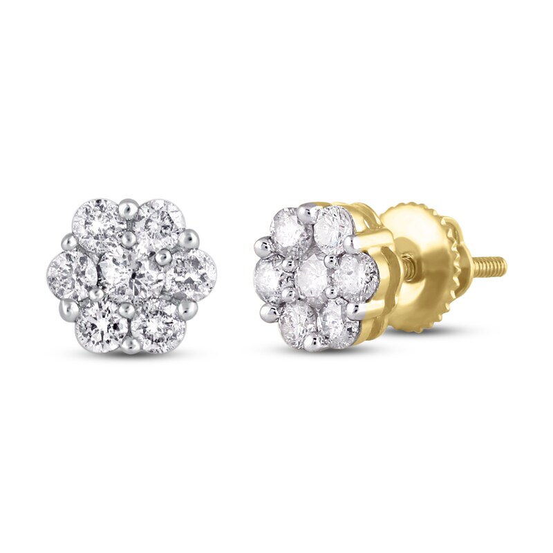 Main Image 1 of Diamond Stud Earrings 3/4 ct tw Round 14K Yellow Gold
