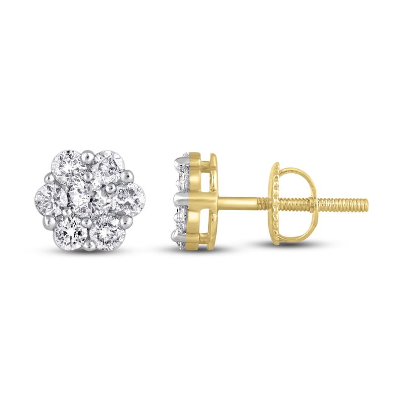 Main Image 2 of Diamond Stud Earrings 3/4 ct tw Round 14K Yellow Gold