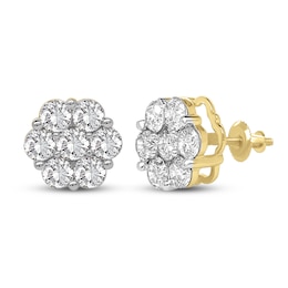 Diamond Stud Earrings 2 ct tw Round 14K Yellow Gold