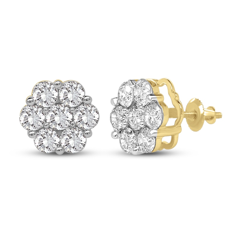 Main Image 1 of Diamond Stud Earrings 2 ct tw Round 14K Yellow Gold