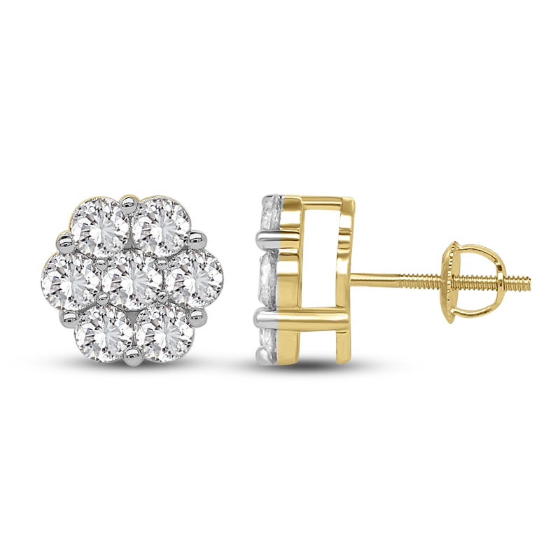 Main Image 2 of Diamond Stud Earrings 2 ct tw Round 14K Yellow Gold