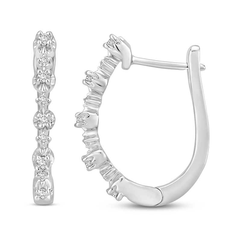 Main Image 1 of Diamond Hoop Earrings 1/10 ct tw Round 10K White Gold