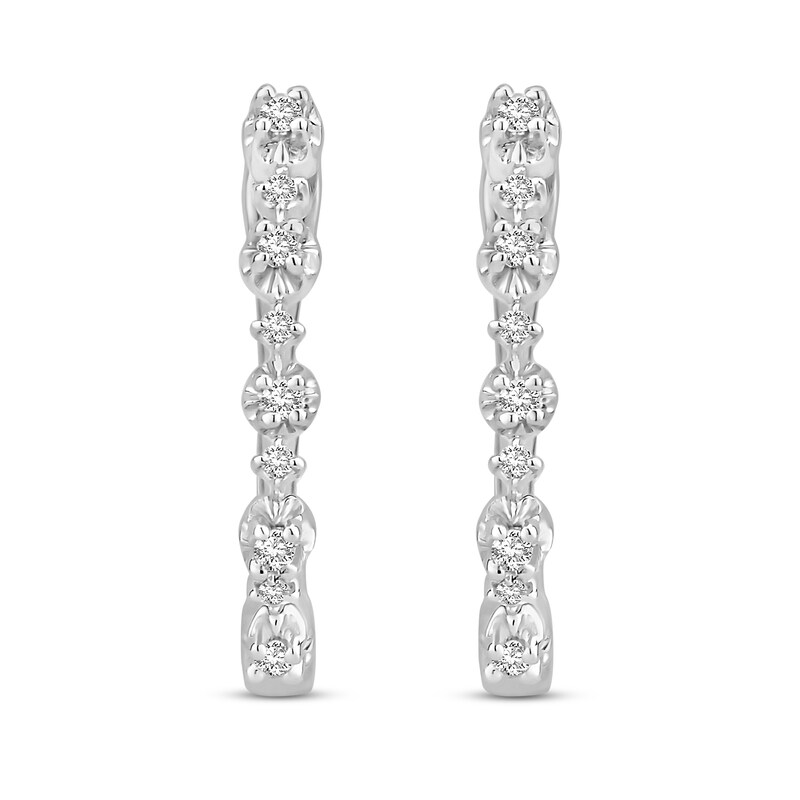Main Image 2 of Diamond Hoop Earrings 1/10 ct tw Round 10K White Gold