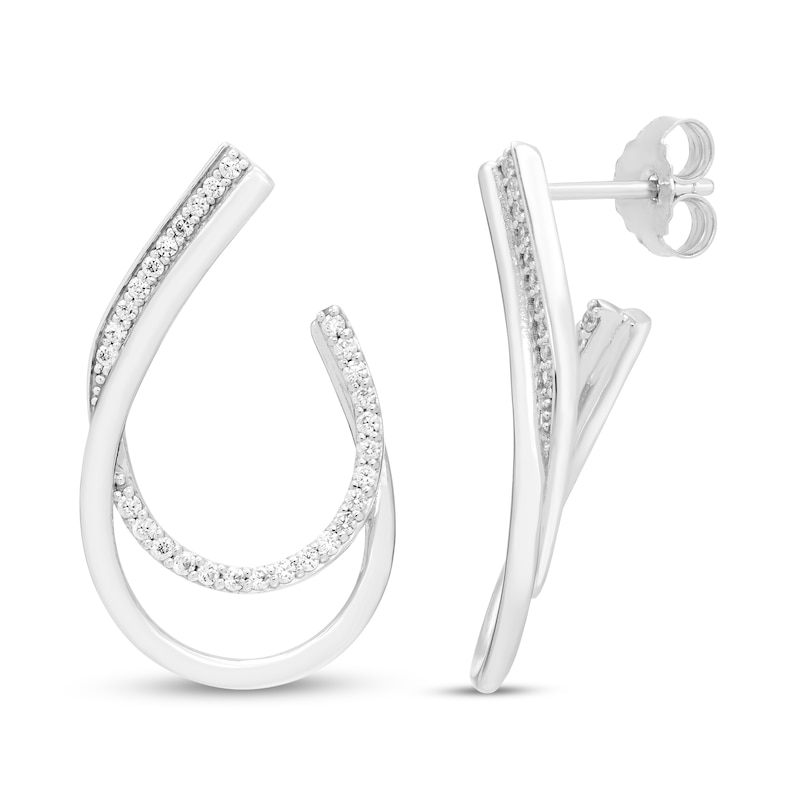 Main Image 1 of Diamond Open Hoop Earrings 1/2 ct tw Round 10K White Gold