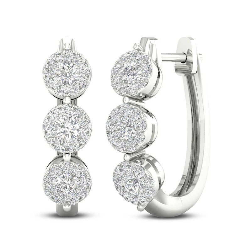 Diamond Hoop Earrings 1 ct tw Round 10K White Gold | Jared