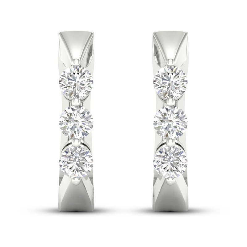 Main Image 3 of Diamond Hoop Earrings 1/4 ct tw Round 10K White Gold