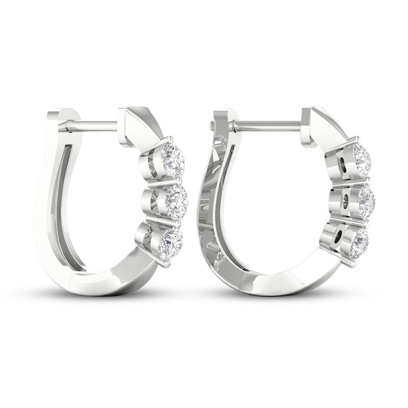 Main Image 4 of Diamond Hoop Earrings 1/4 ct tw Round 10K White Gold