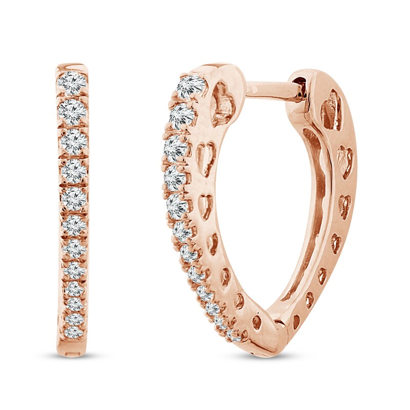 Main Image 1 of Diamond Hoop Earrings 1/6 ct tw Round 10K Rose Gold