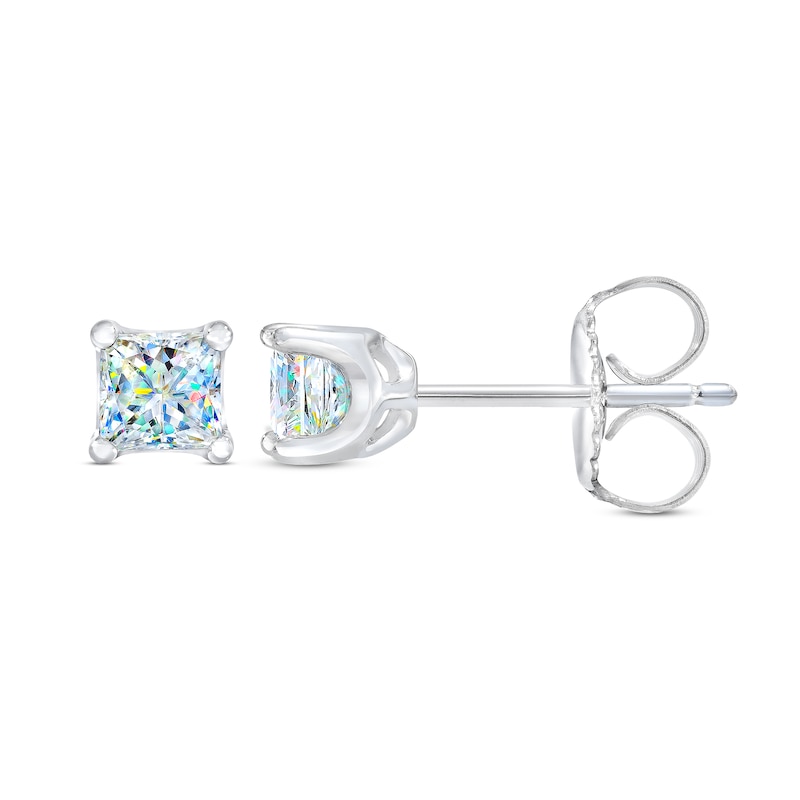 THE LEO First Light Diamond Solitaire Stud Earrings 1/4 ct tw Princess 14K White Gold (I1/I)