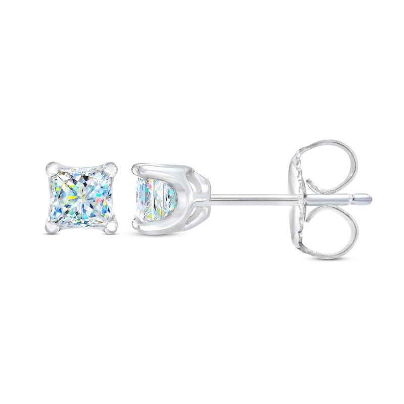 Main Image 2 of THE LEO First Light Diamond Solitaire Stud Earrings 1/4 ct tw Princess 14K White Gold (I1/I)