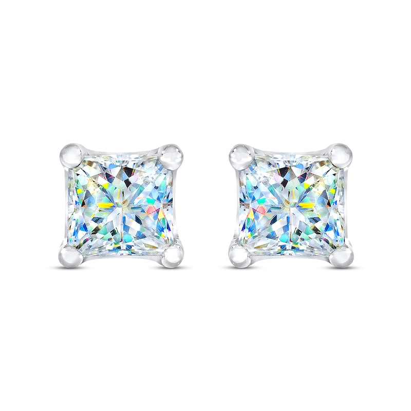 Main Image 3 of THE LEO First Light Diamond Solitaire Stud Earrings 1/4 ct tw Princess 14K White Gold (I1/I)