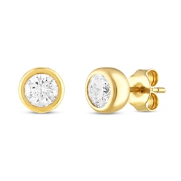 Hearts Desire Diamond Earrings 1 ct tw Round 18K Yellow Gold