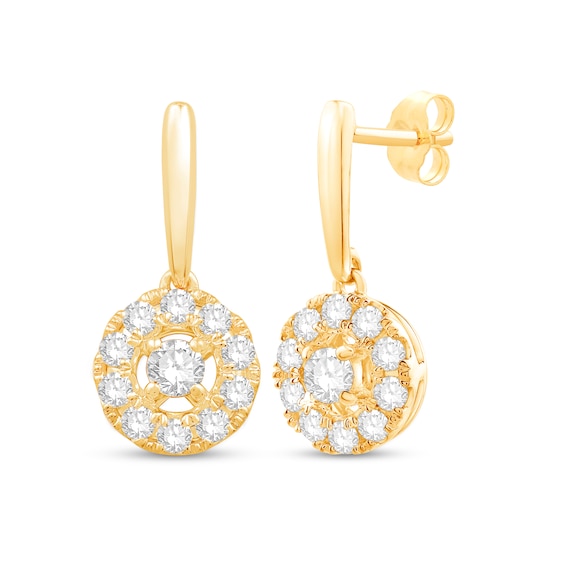 Diamond Earrings 34 ct tw Round 18K Yellow Gold