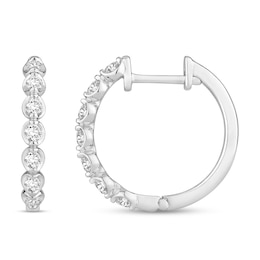 Diamond Hoop Earrings 1/2 ct tw Round 18K White Gold