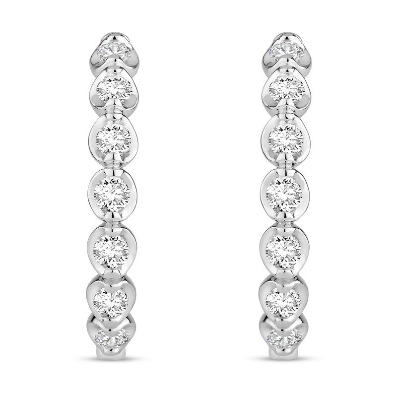 Main Image 2 of Diamond Hoop Earrings 1/2 ct tw Round 18K White Gold