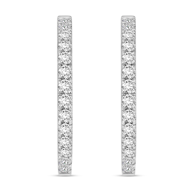 Main Image 2 of Diamond Hoop Earrings 2 ct tw Round 18K White Gold