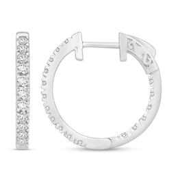 Diamond Hoop Earrings 1 ct tw Round 18K White Gold