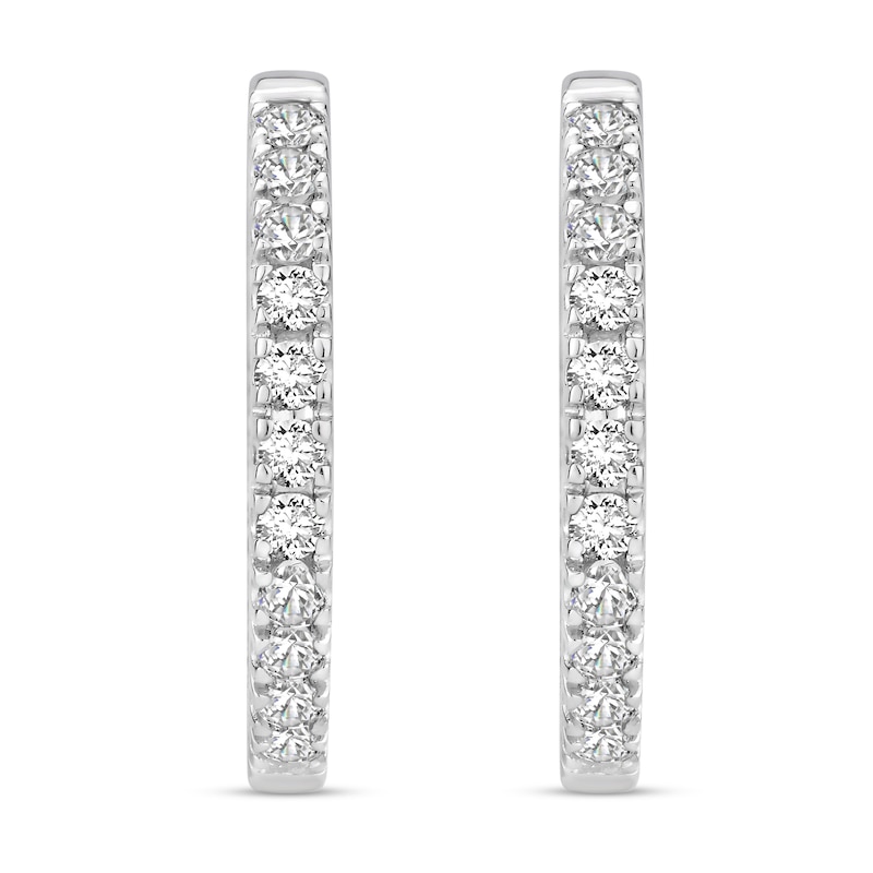 Main Image 2 of Diamond Hoop Earrings 1 ct tw Round 18K White Gold
