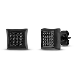 Men's Black Diamond Earrings 1/4 ct tw Black Stainless Steel