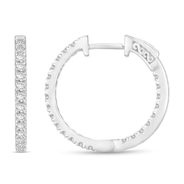 Diamond Hoop Earrings 1-1/2 ct tw Round 18K White Gold