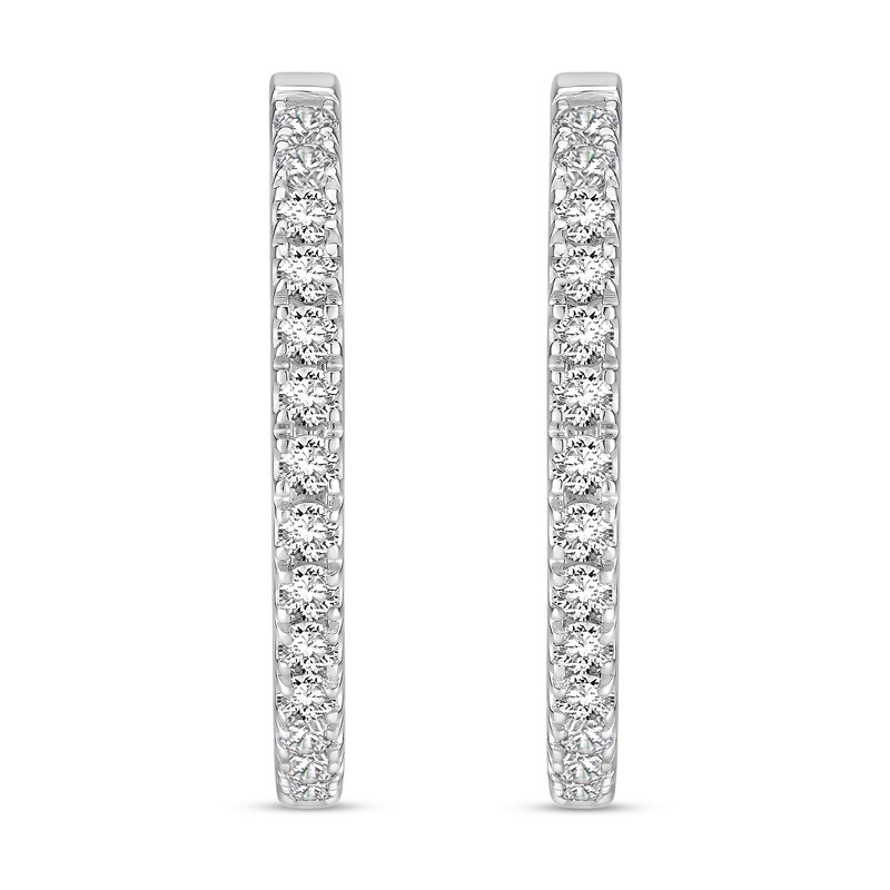 Main Image 2 of Diamond Hoop Earrings 1-1/2 ct tw Round 18K White Gold