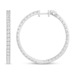 Diamond Hoop Earrings 5 ct tw Round 18K White Gold
