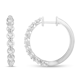 Diamond Hoop Earrings 1-1/2 ct tw Round 18K White Gold