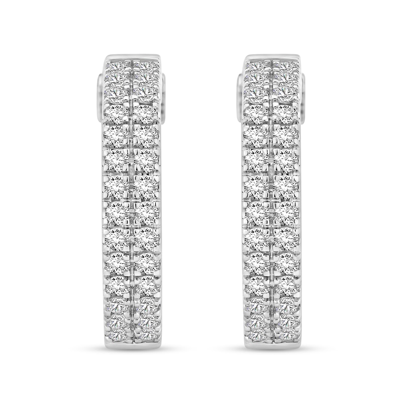 Diamond Double Hoop Earrings 2 ct tw Round 18K White Gold