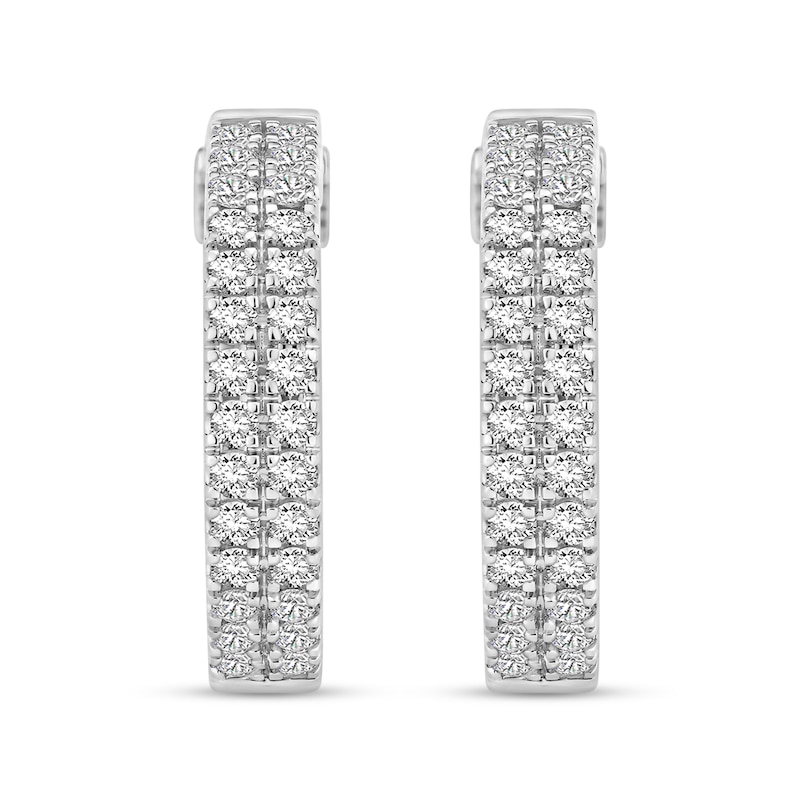 Main Image 2 of Diamond Double Hoop Earrings 3 ct tw Round 18K White Gold