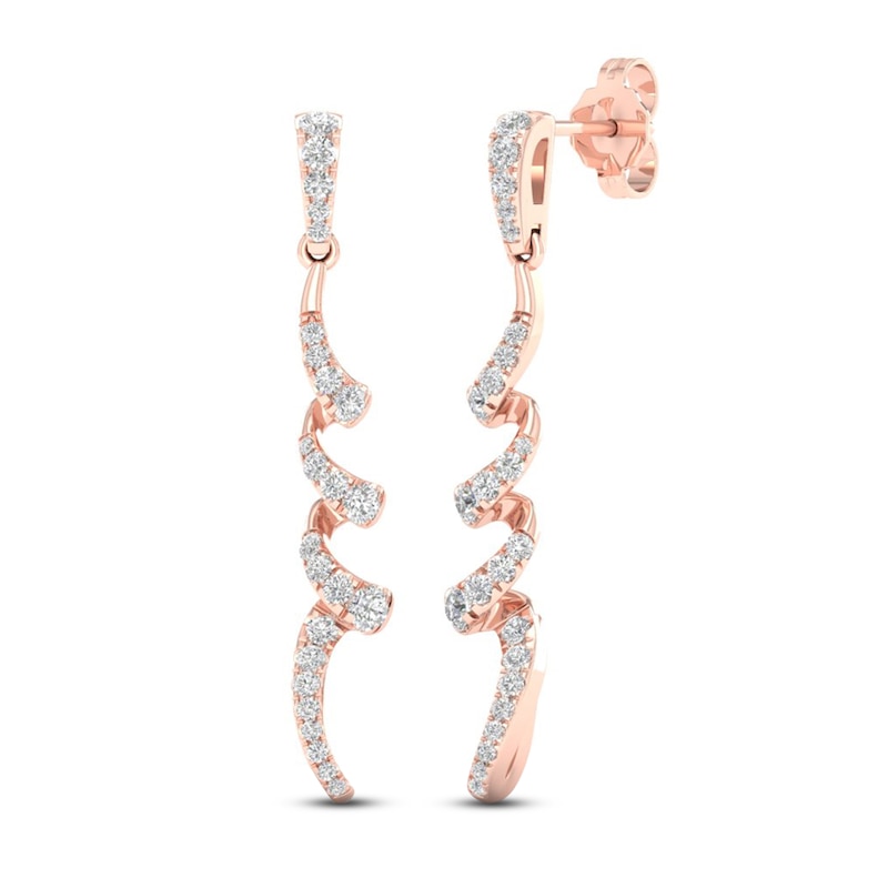 Main Image 1 of Diamond Dangle Earrings 1/2 ct tw Round 10K Rose Gold
