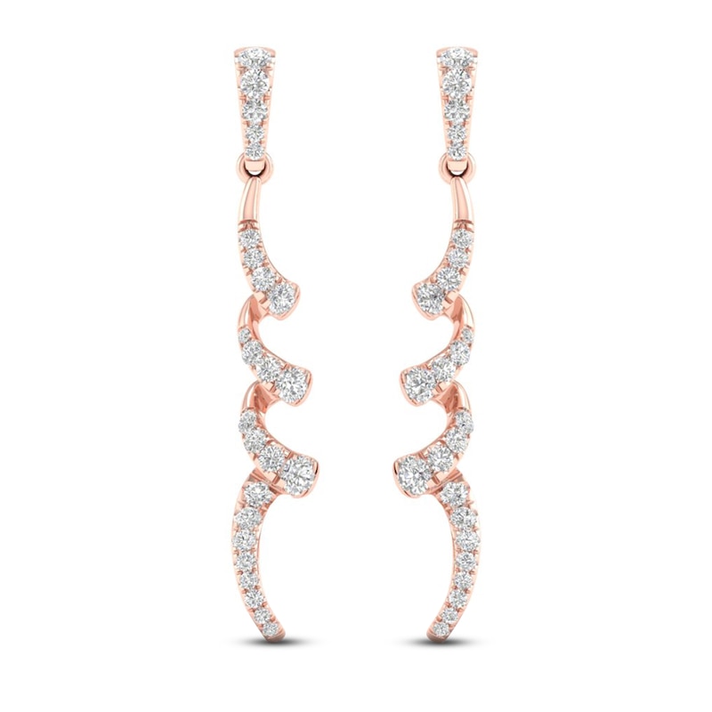 Main Image 2 of Diamond Dangle Earrings 1/2 ct tw Round 10K Rose Gold