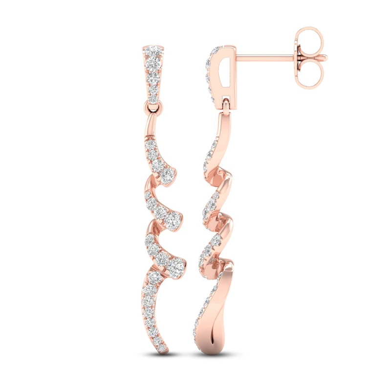 Main Image 3 of Diamond Dangle Earrings 1/2 ct tw Round 10K Rose Gold