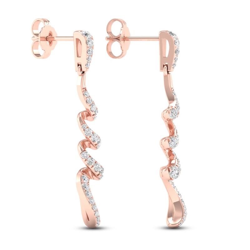 Main Image 4 of Diamond Dangle Earrings 1/2 ct tw Round 10K Rose Gold