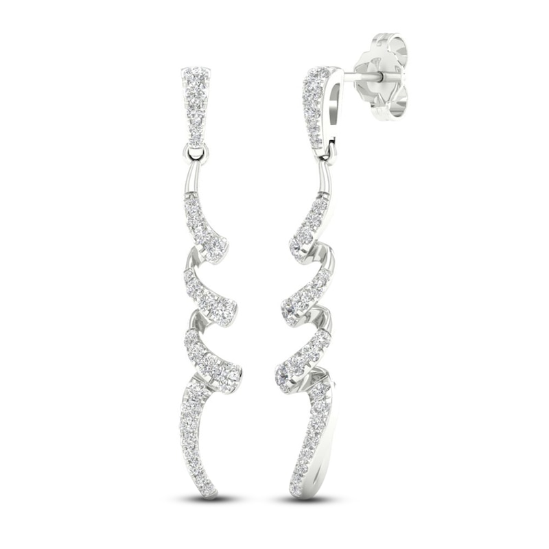 Main Image 1 of Diamond Dangle Earrings 1/2 ct tw Round 10K White Gold