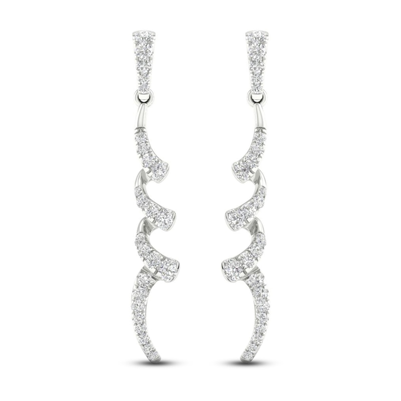 Main Image 2 of Diamond Dangle Earrings 1/2 ct tw Round 10K White Gold