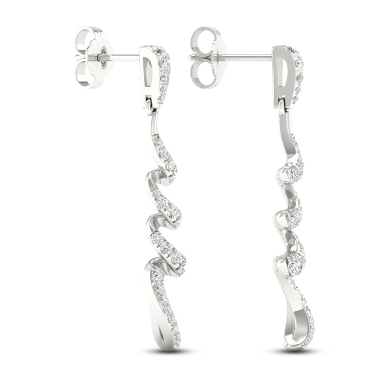 Main Image 4 of Diamond Dangle Earrings 1/2 ct tw Round 10K White Gold