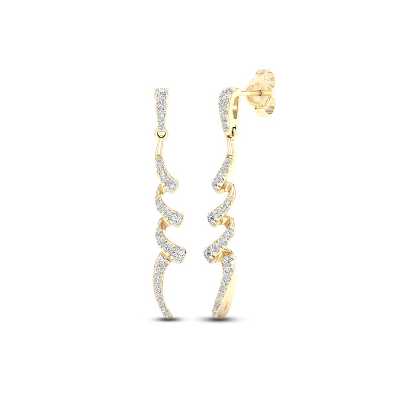 Main Image 1 of Diamond Dangle Earrings 1/2 ct tw Round 10K Yellow Gold