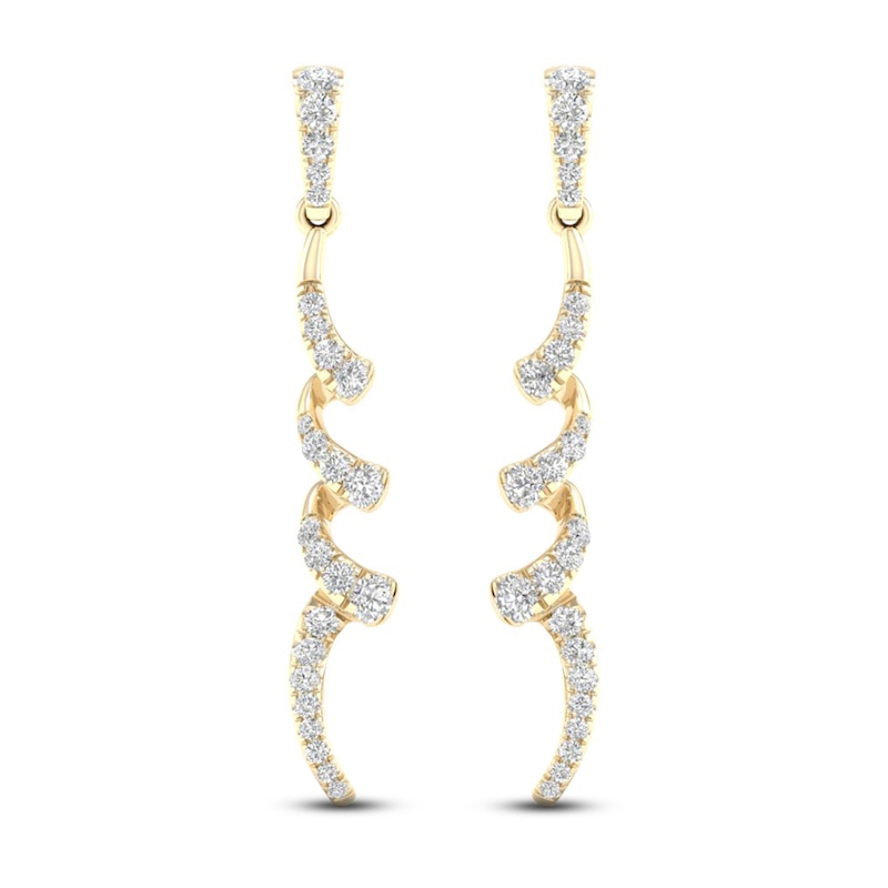 Main Image 2 of Diamond Dangle Earrings 1/2 ct tw Round 10K Yellow Gold