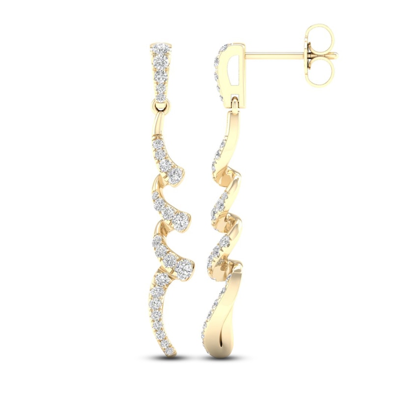 Main Image 3 of Diamond Dangle Earrings 1/2 ct tw Round 10K Yellow Gold