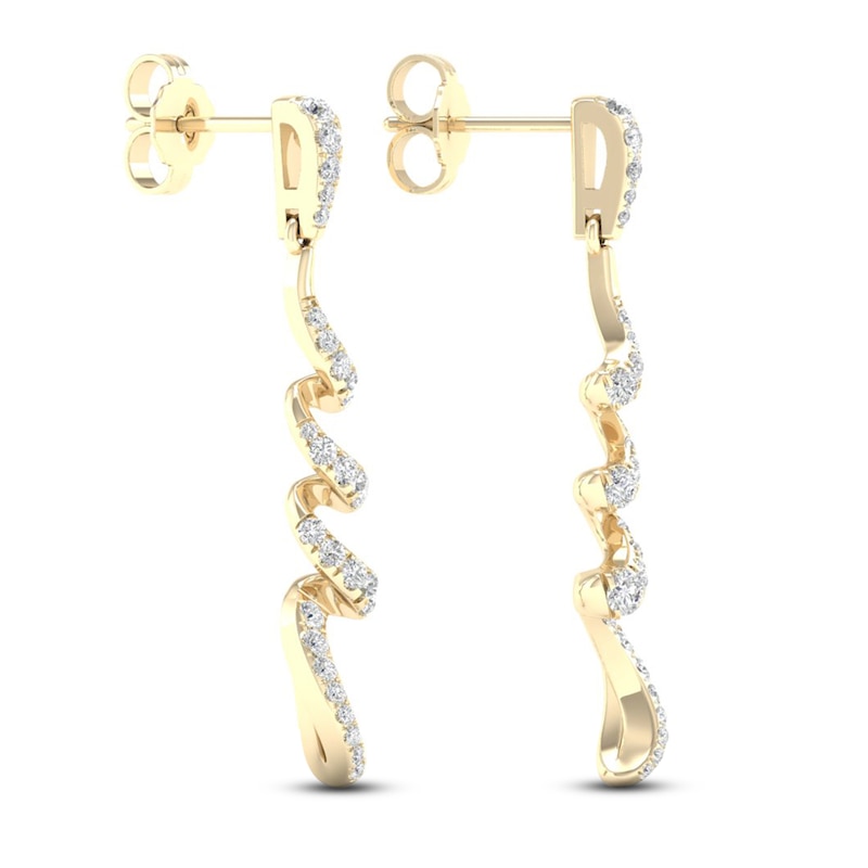 Main Image 4 of Diamond Dangle Earrings 1/2 ct tw Round 10K Yellow Gold