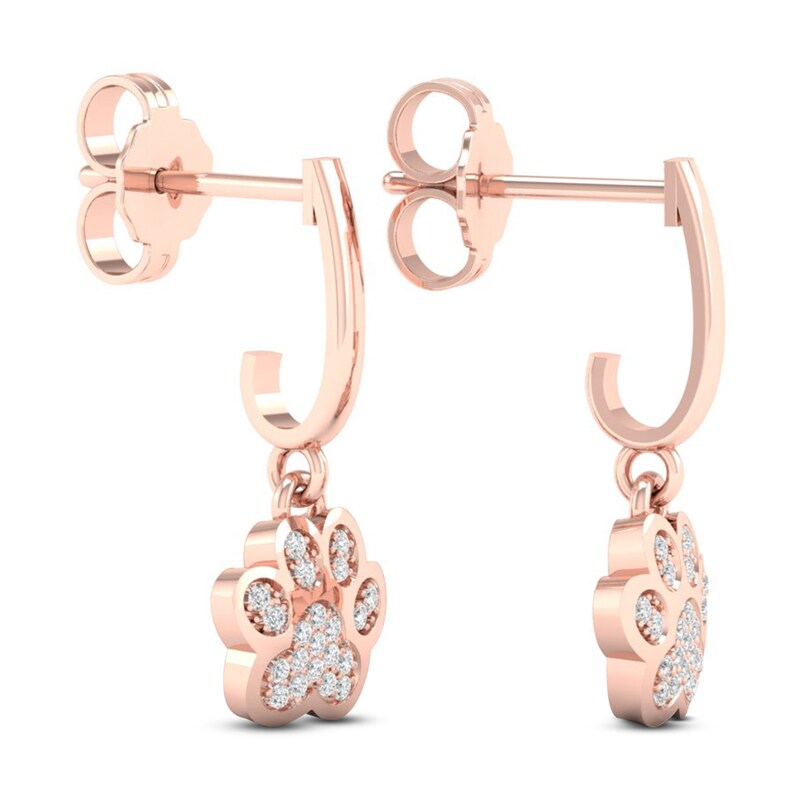 Main Image 4 of Diamond Paw Earrings 1/10 ct tw Round 10K Rose Gold