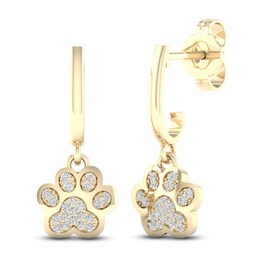 Diamond Paw Earrings 1/10 ct tw Round 10K Yellow Gold